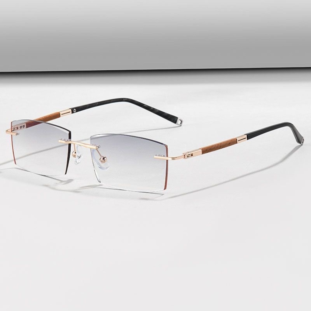 Elegant Gold and Black Rimless Sunglasses